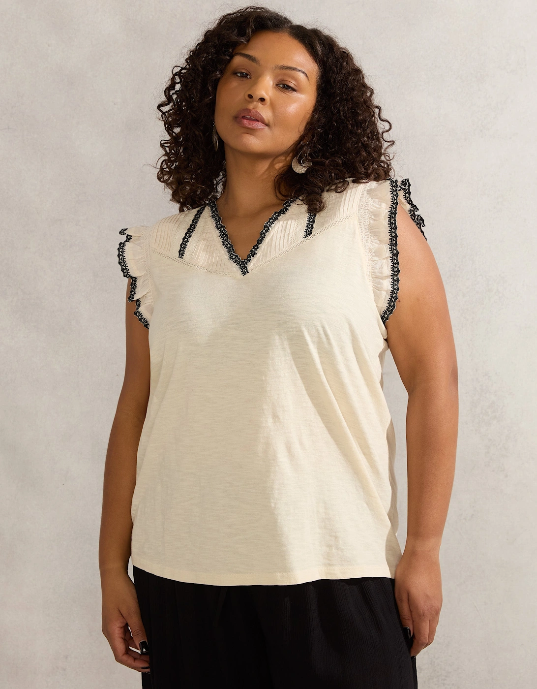Ivory Cotton Slub Pintuck Top