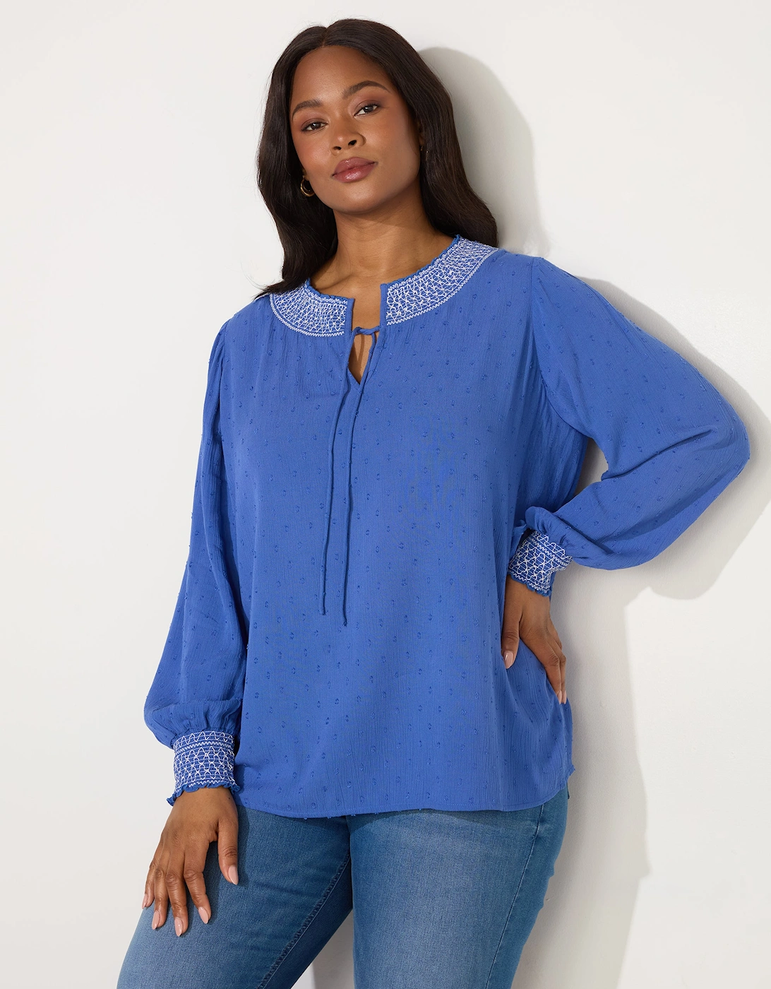 Blue Shirred Detail Blouse, 4 of 3
