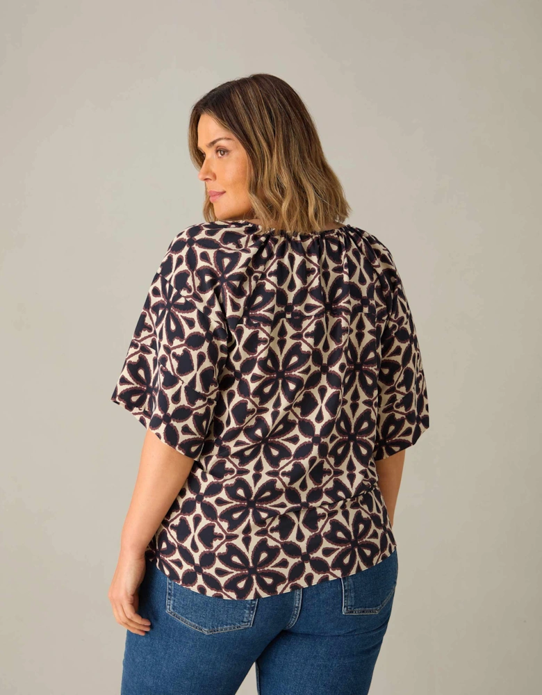 Mono Geo Raglan Sleeve Blouse