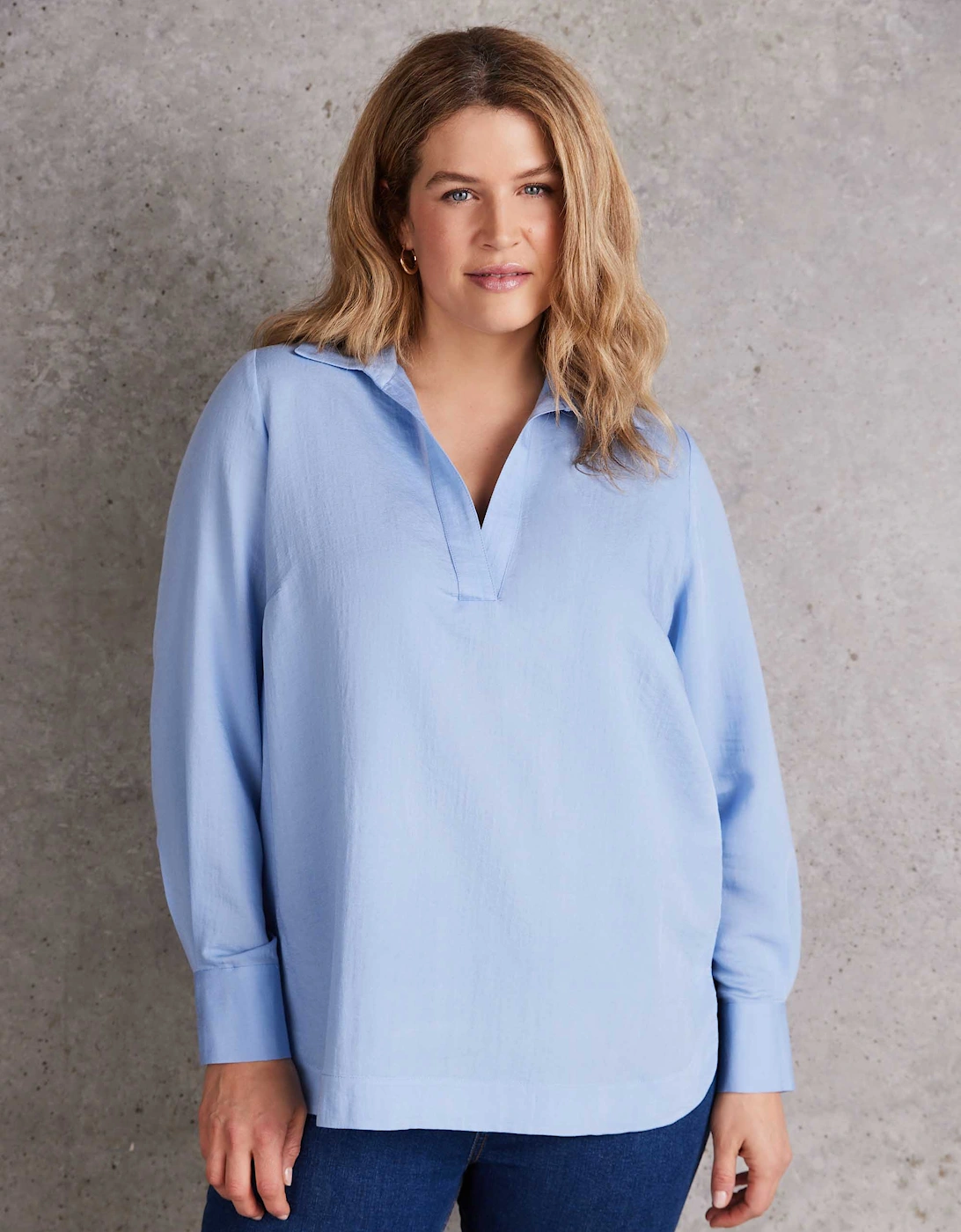 Dusty Blue Long Sleeve Collared Shirt