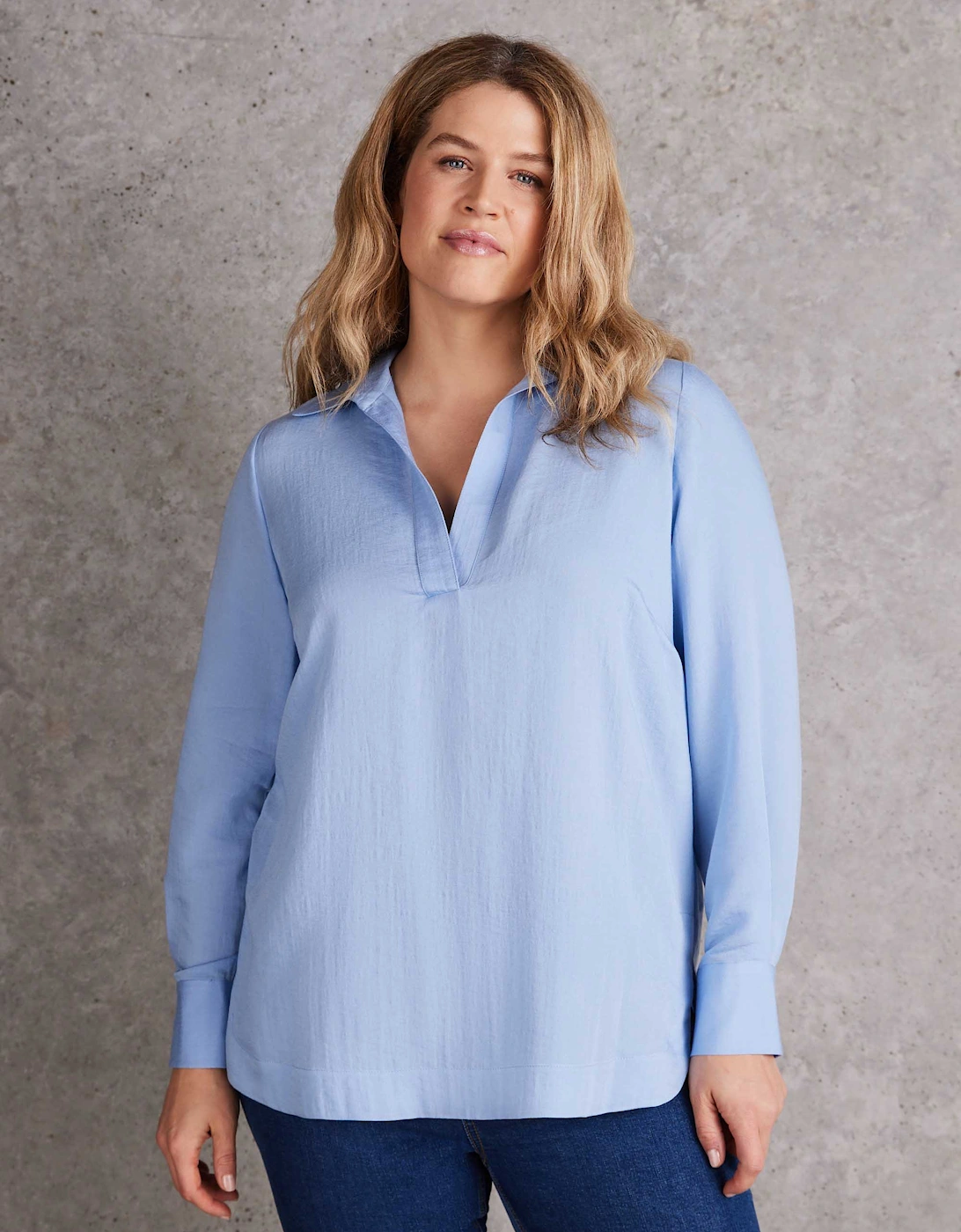 Dusty Blue Long Sleeve Collared Shirt