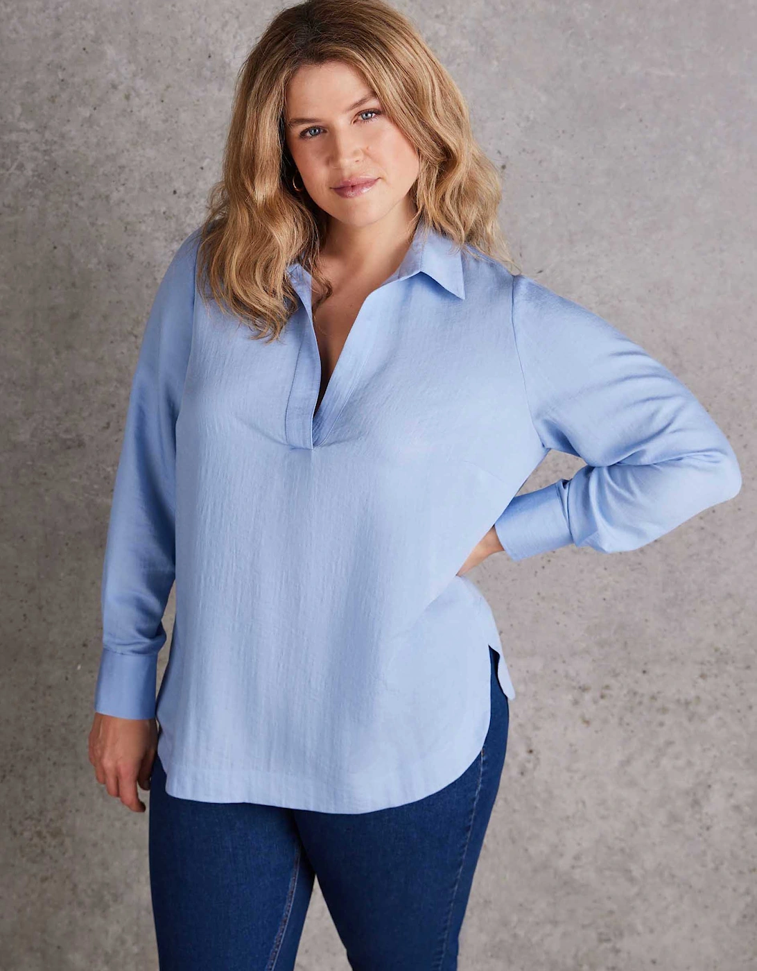 Dusty Blue Long Sleeve Collared Shirt