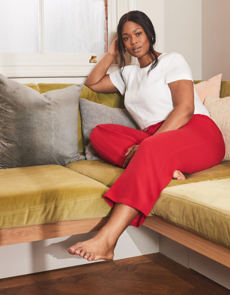 Red Drawstring Wide Leg Trouser