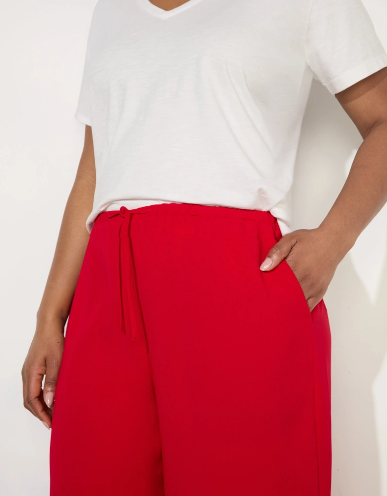 Red Drawstring Wide Leg Trouser