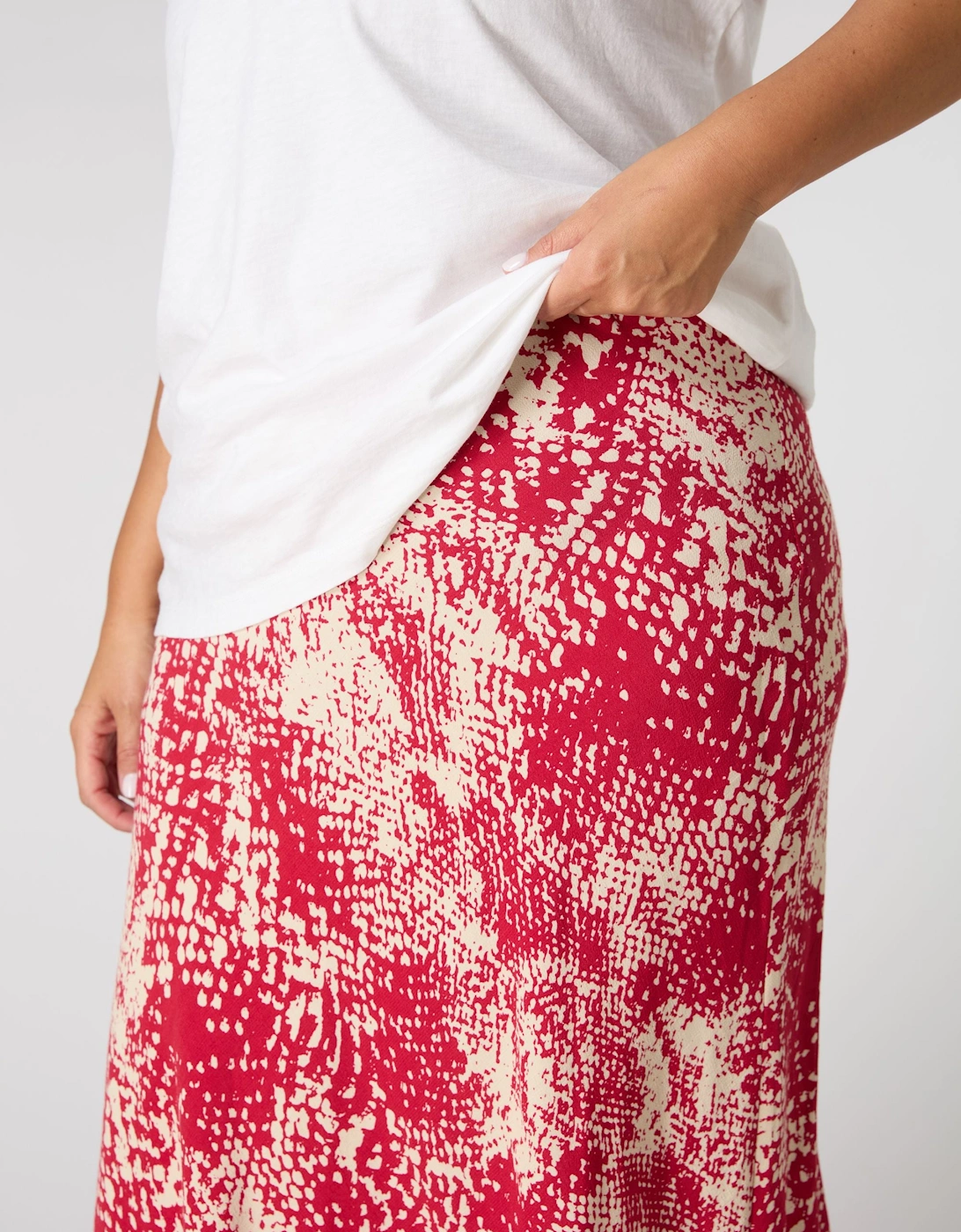 Red Snake Print Midaxi Skirt