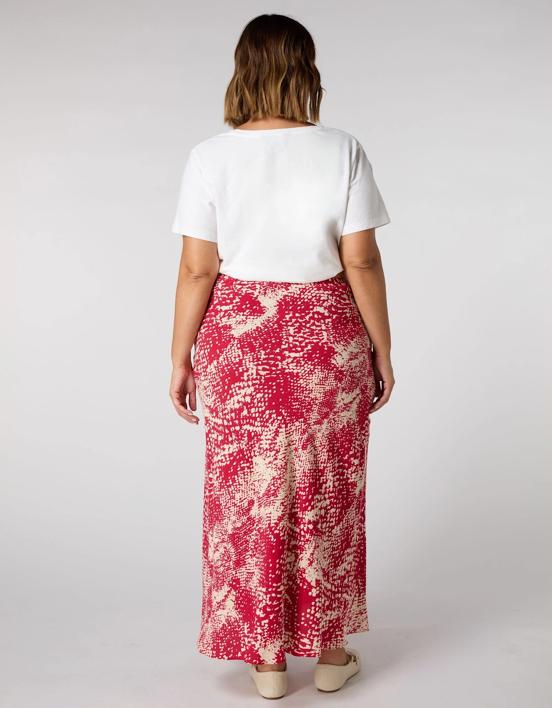 Red Snake Print Midaxi Skirt