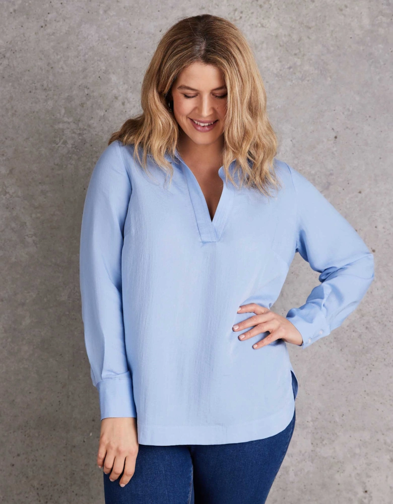 Dusty Blue Long Sleeve Collared Shirt