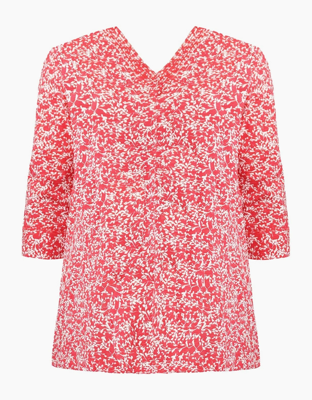Red Print Cotton Slub Relaxed Tunic
