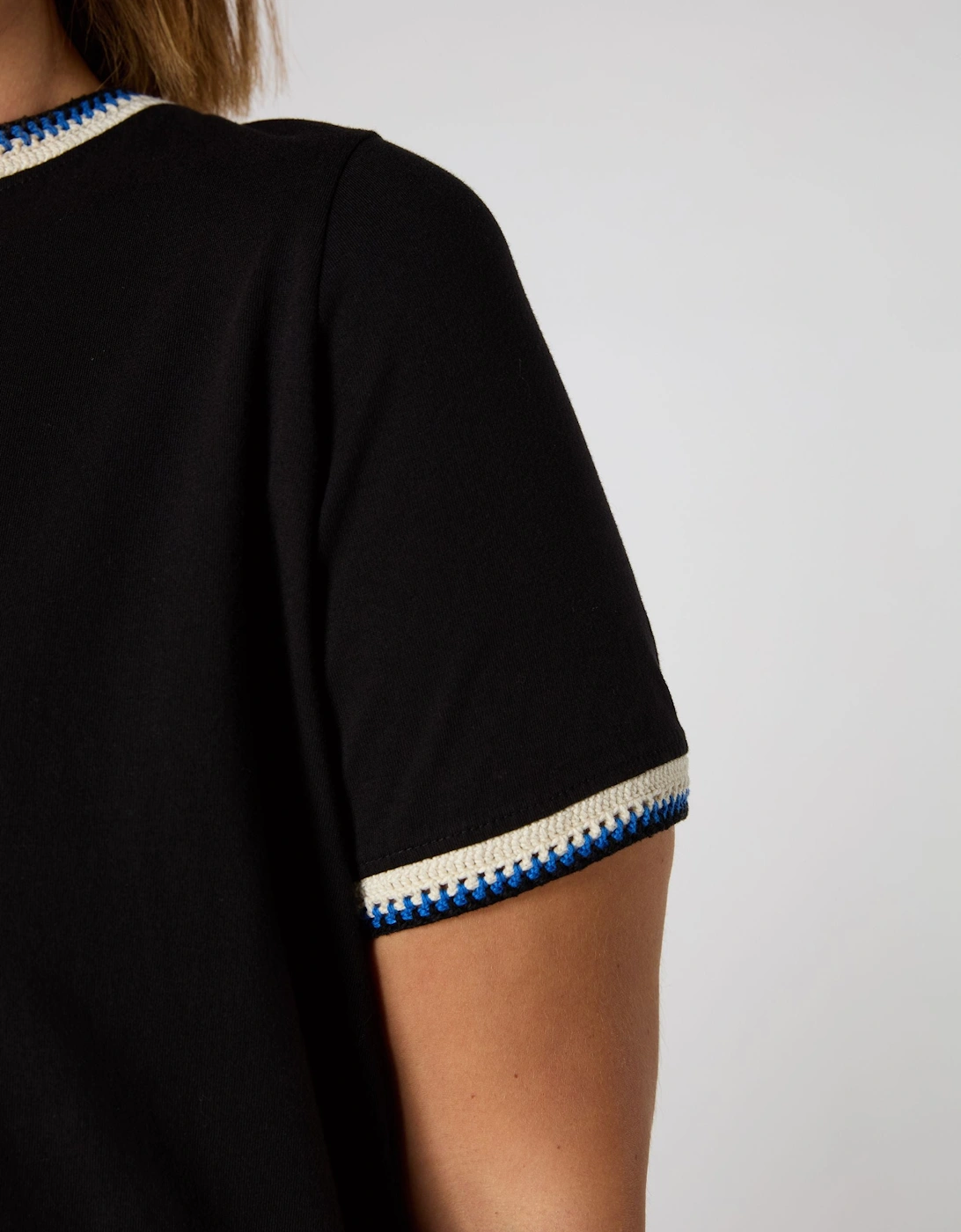 Black Crochet Trim T-Shirt