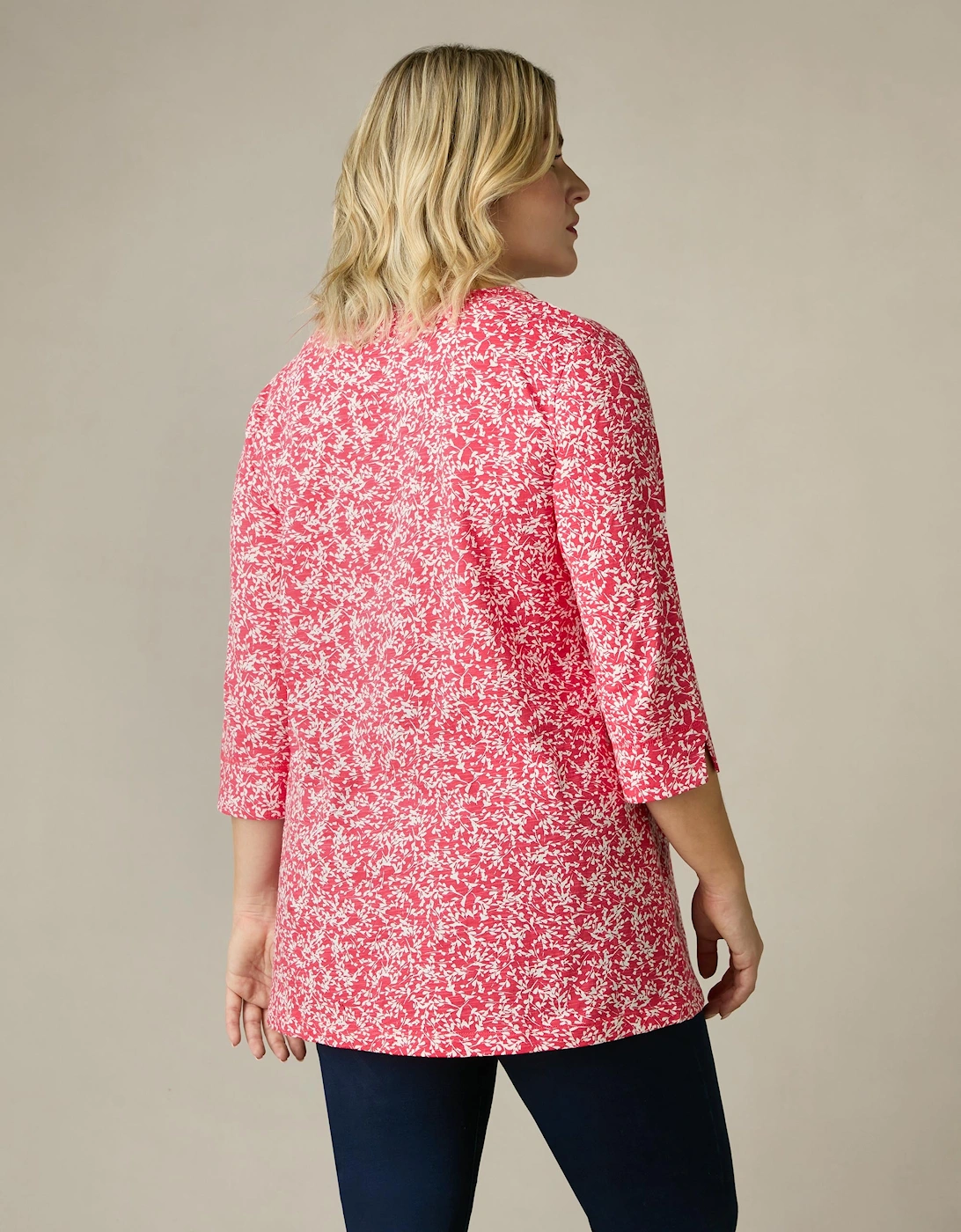 Red Print Cotton Slub Relaxed Tunic