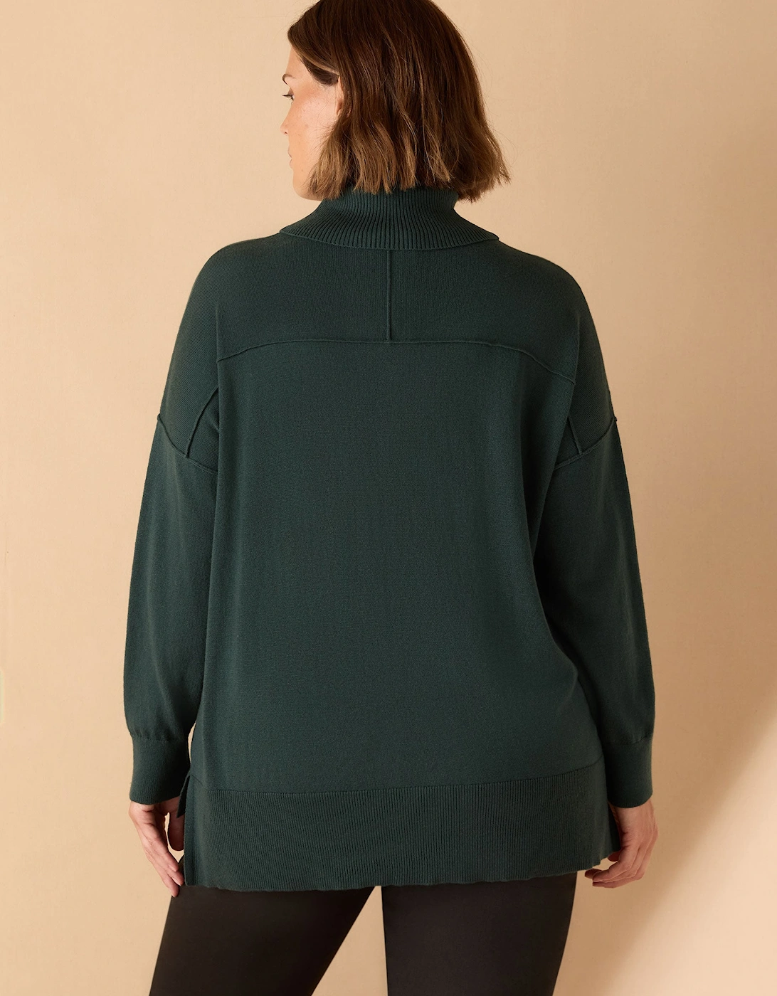 Deep Green Roll Neck Knit Jumper