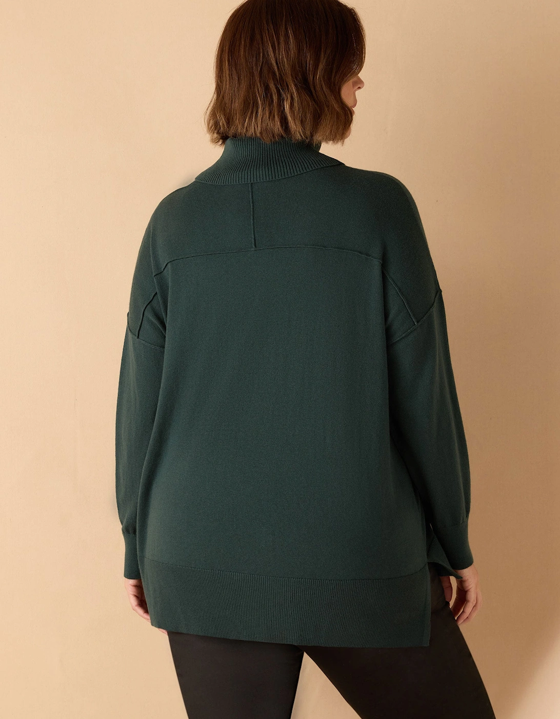 Deep Green Roll Neck Knit Jumper