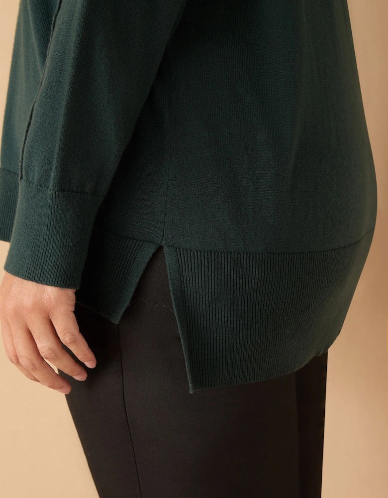 Deep Green Roll Neck Knit Jumper