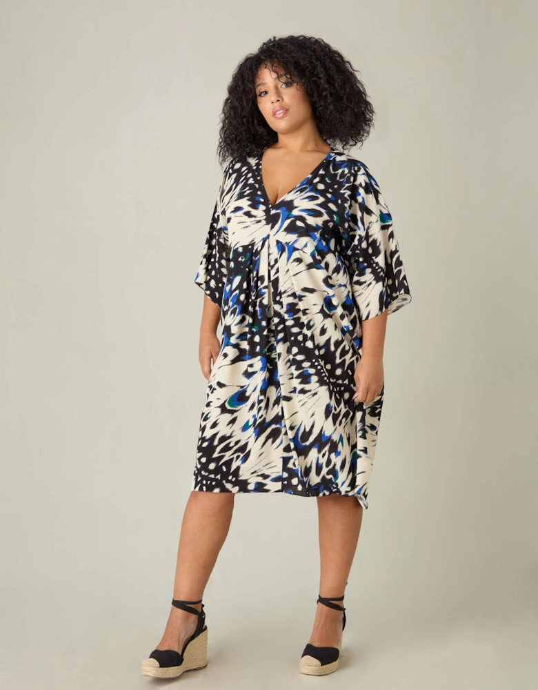 Butterfly Print V-Neck Dress
