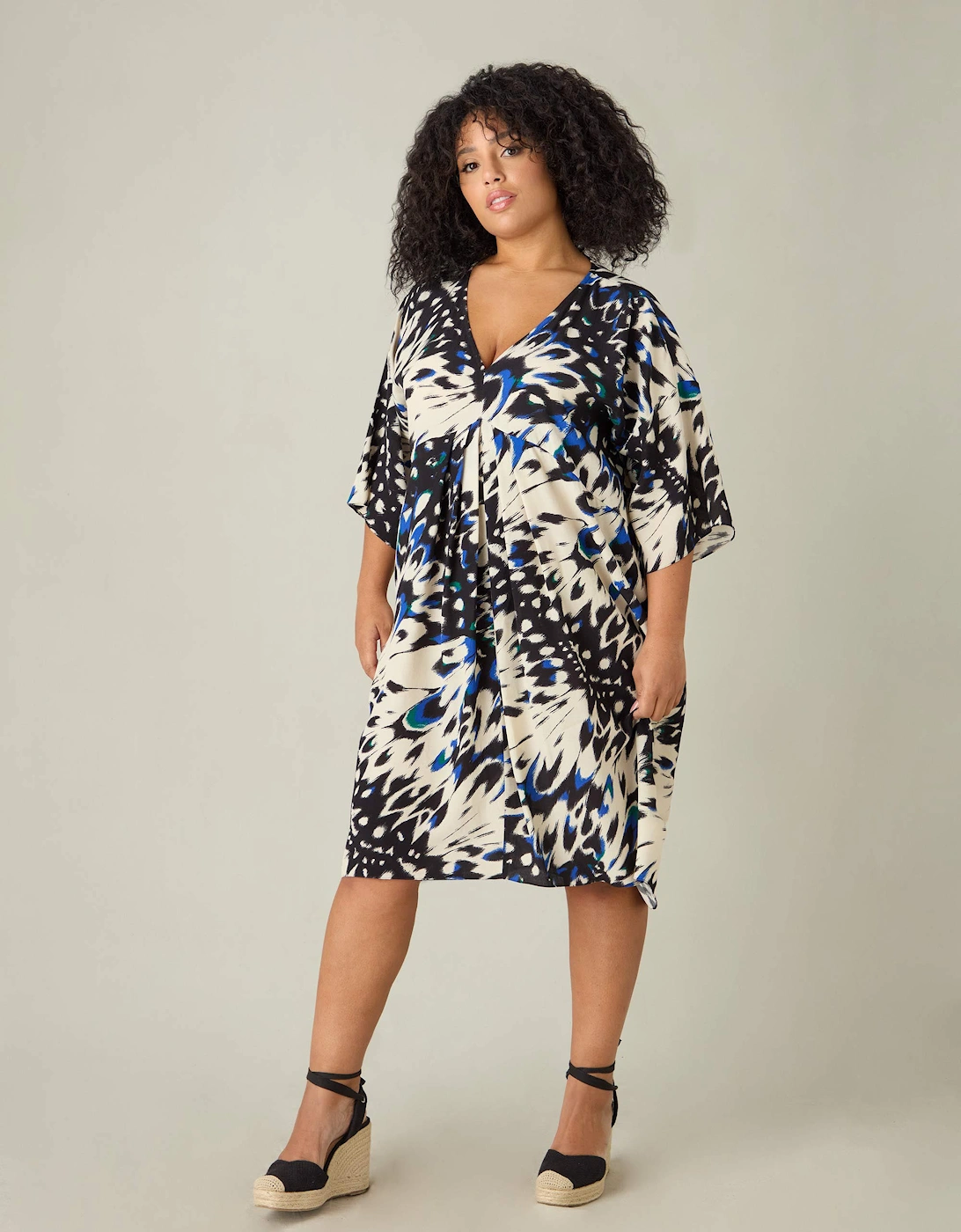 Butterfly Print V-Neck Dress