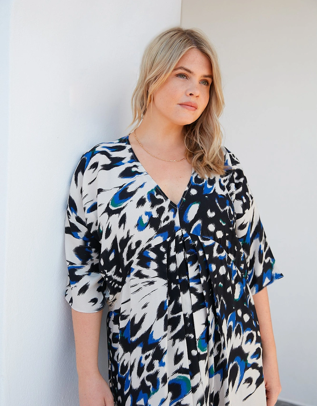 Butterfly Print V-Neck Dress