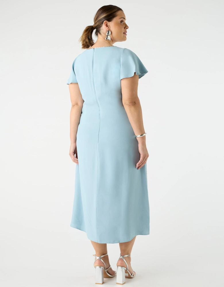 Blue Embellished Slip Dress