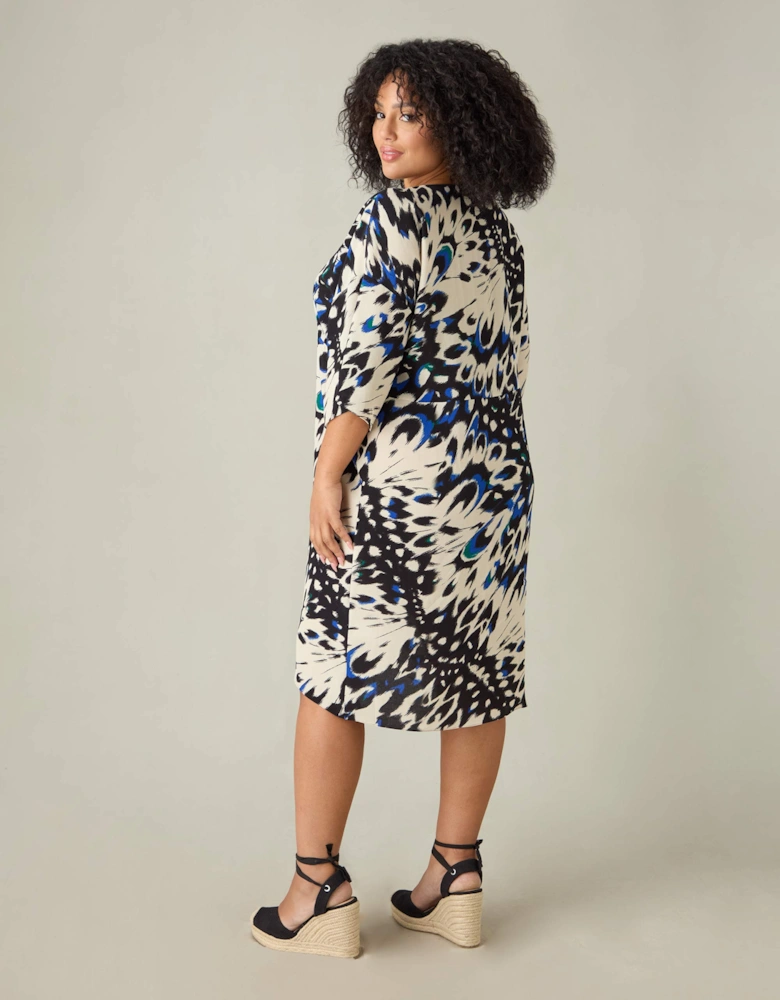 Butterfly Print V-Neck Dress