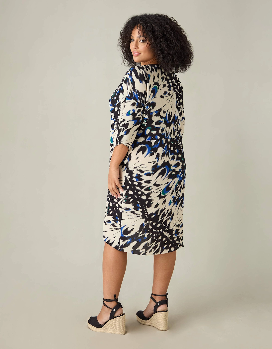 Butterfly Print V-Neck Dress