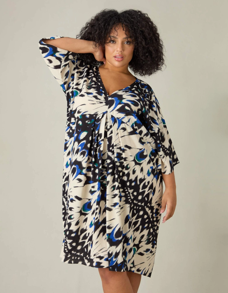 Butterfly Print V-Neck Dress