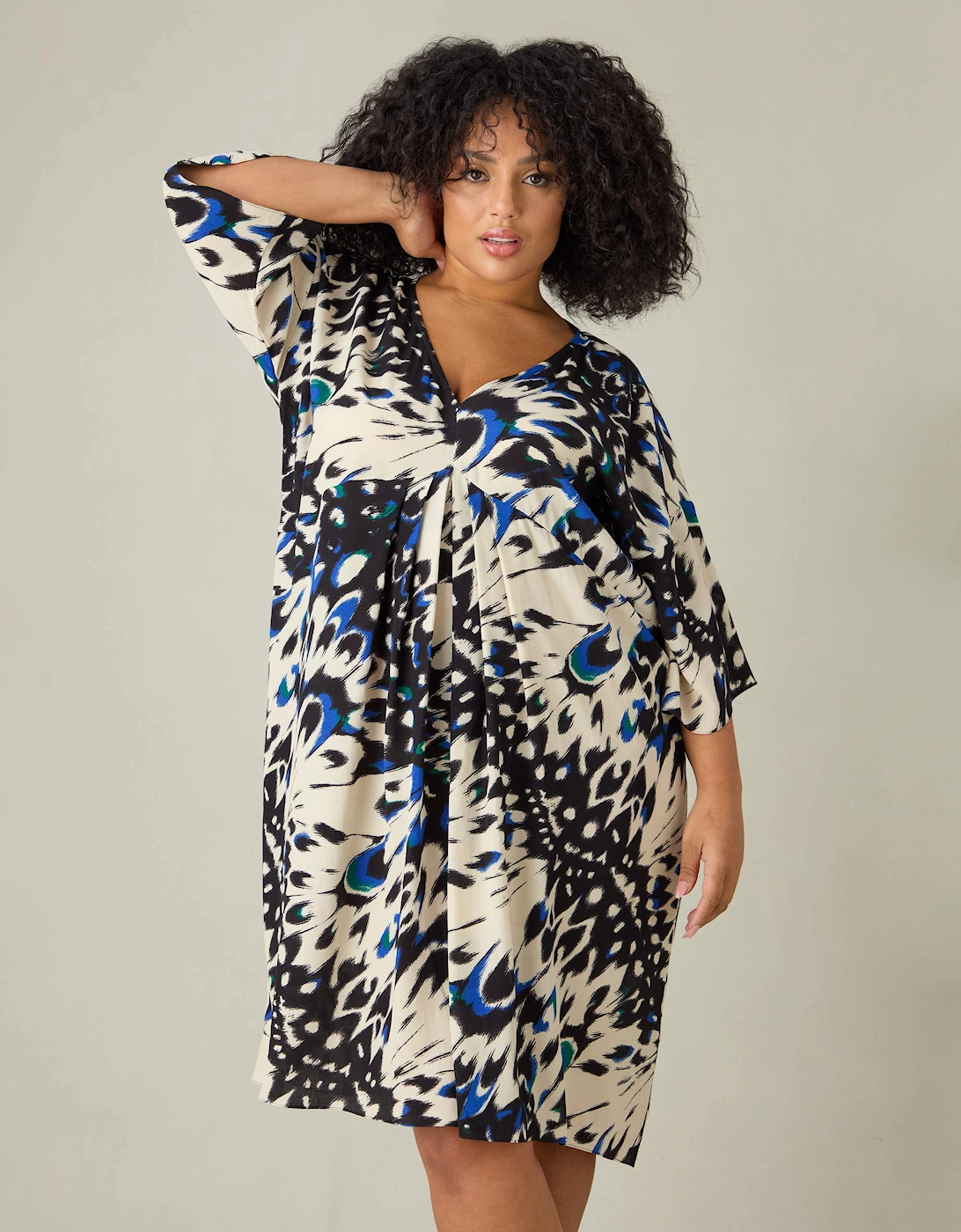 Butterfly Print V-Neck Dress