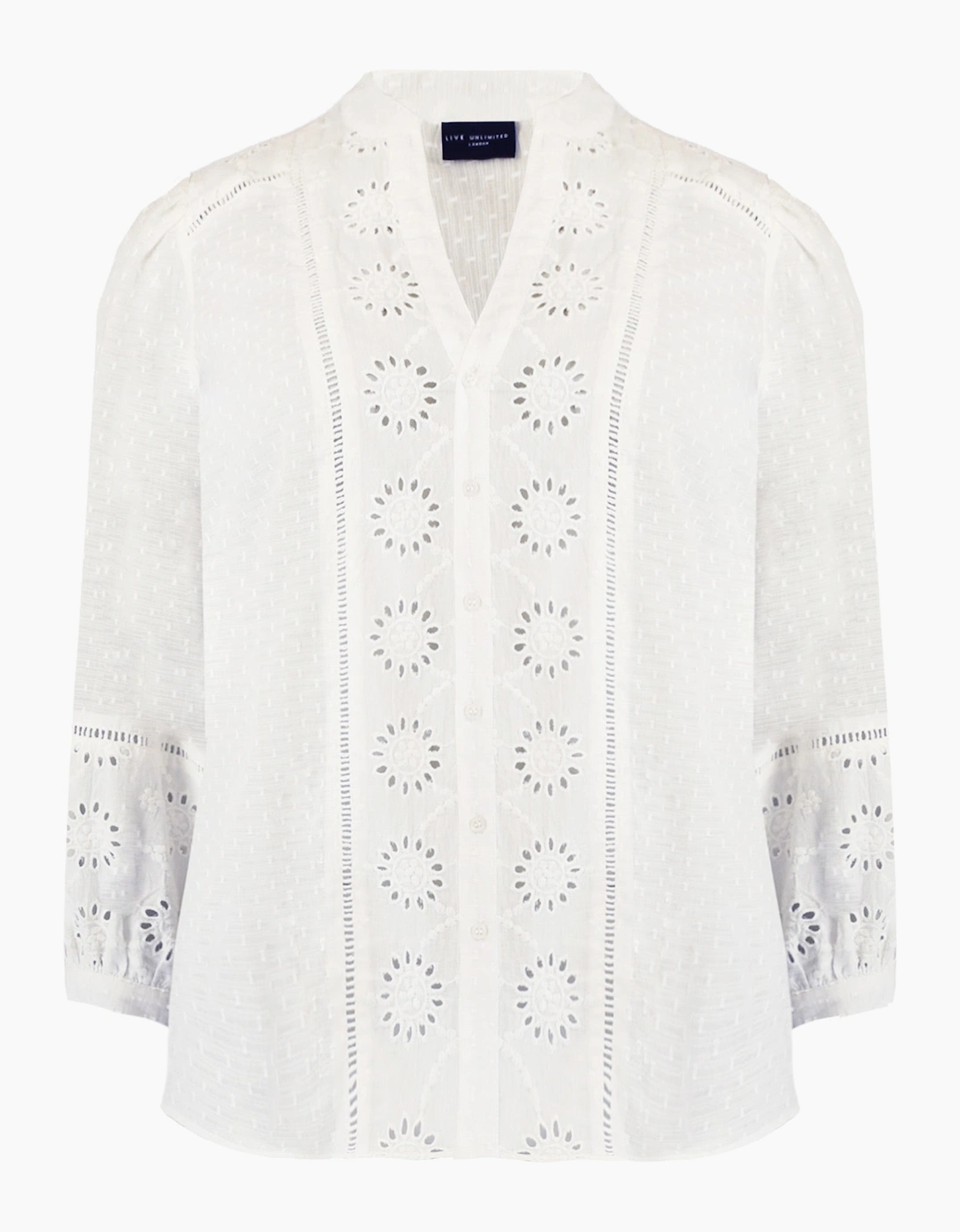 Ivory Cotton Broderie Detail Blouse