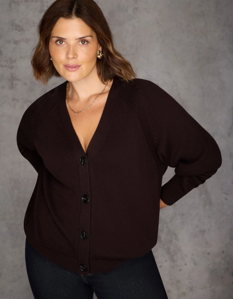 Brown V Neck Cardigan