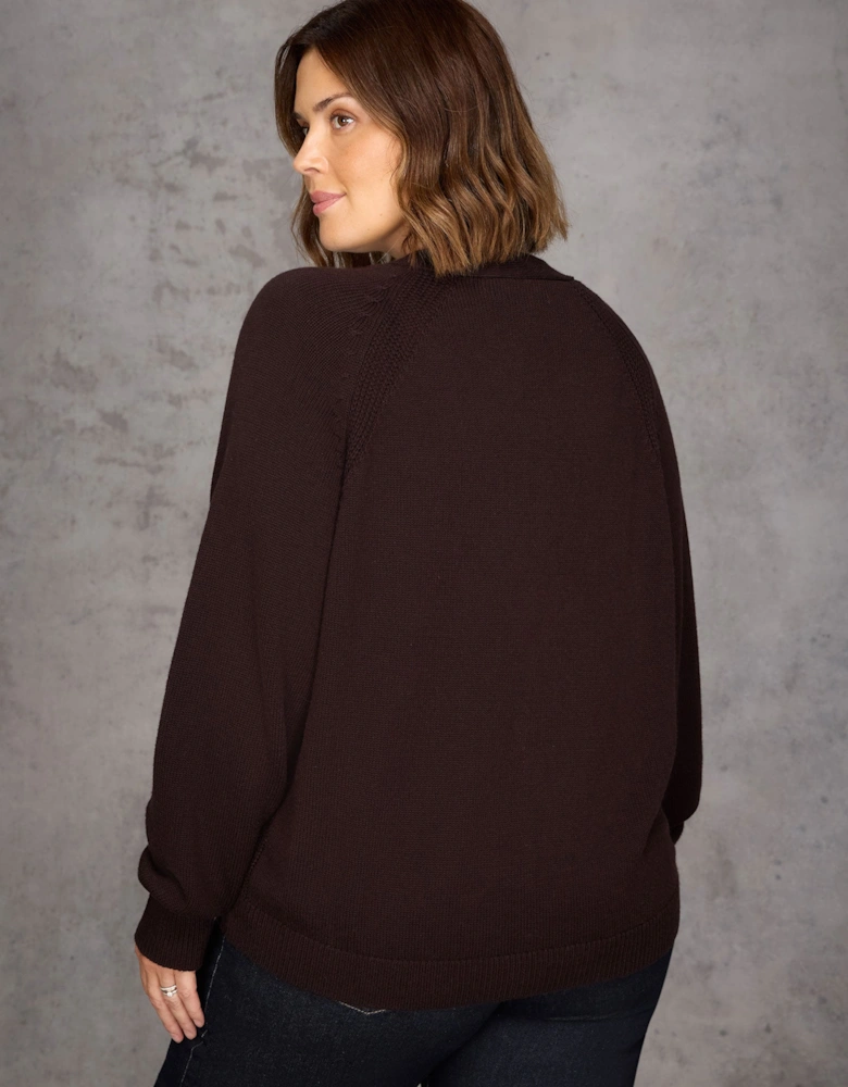 Brown V Neck Cardigan