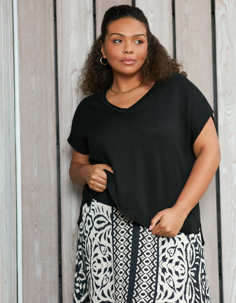 Mono Placement Print Hanky Hem Skirt