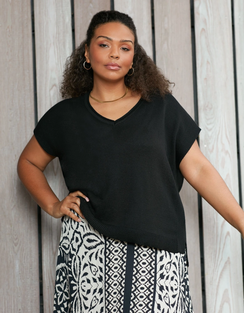 Mono Placement Print Hanky Hem Skirt
