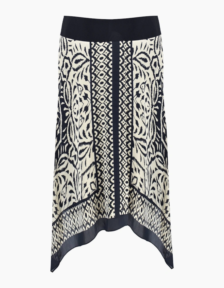 Mono Placement Print Hanky Hem Skirt
