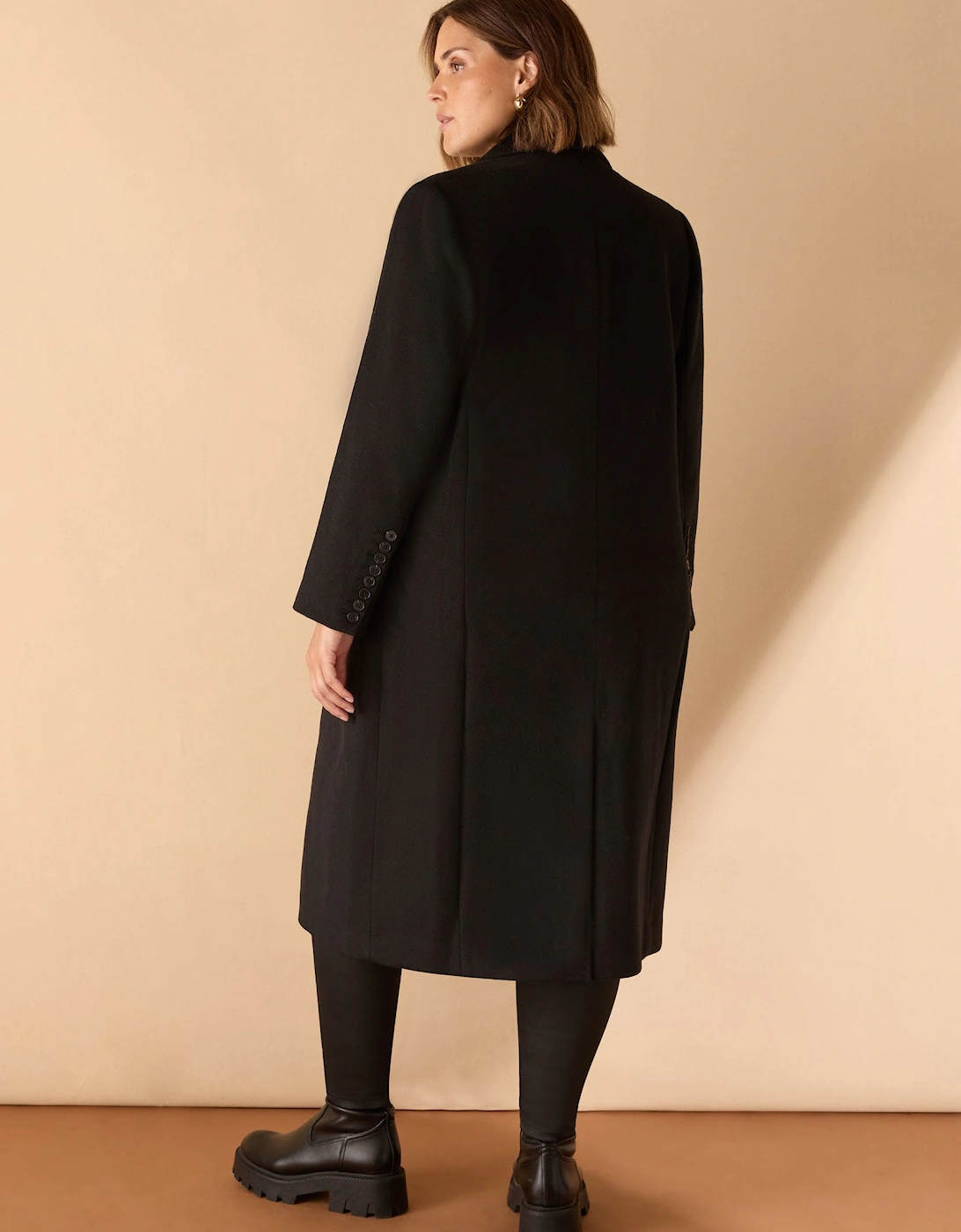 Black Wool Blend Tailored Coat