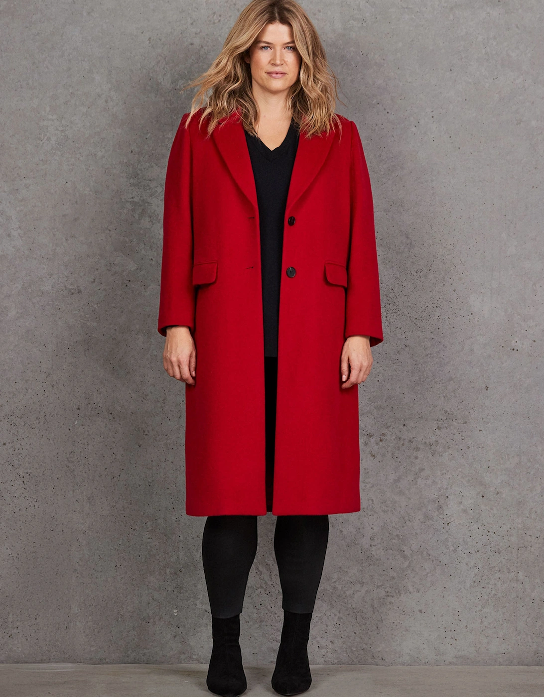 Red Wool Blend Tailored Coat