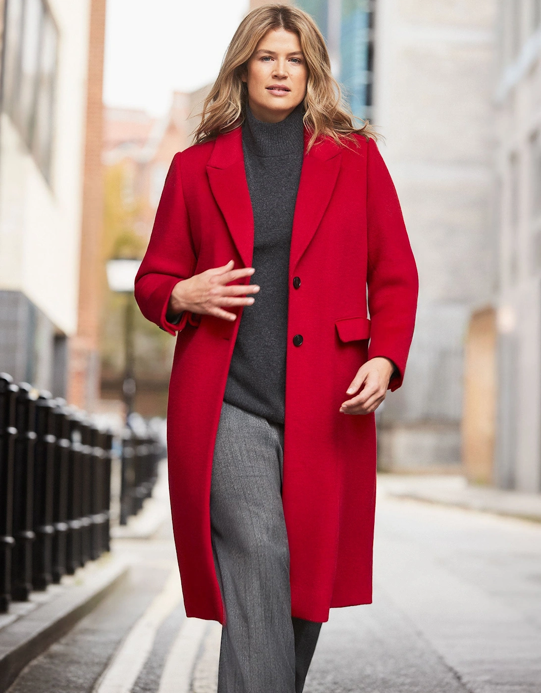 Live Unlimited London Women's Red Wool Blend Tailored Coat - Size: 28