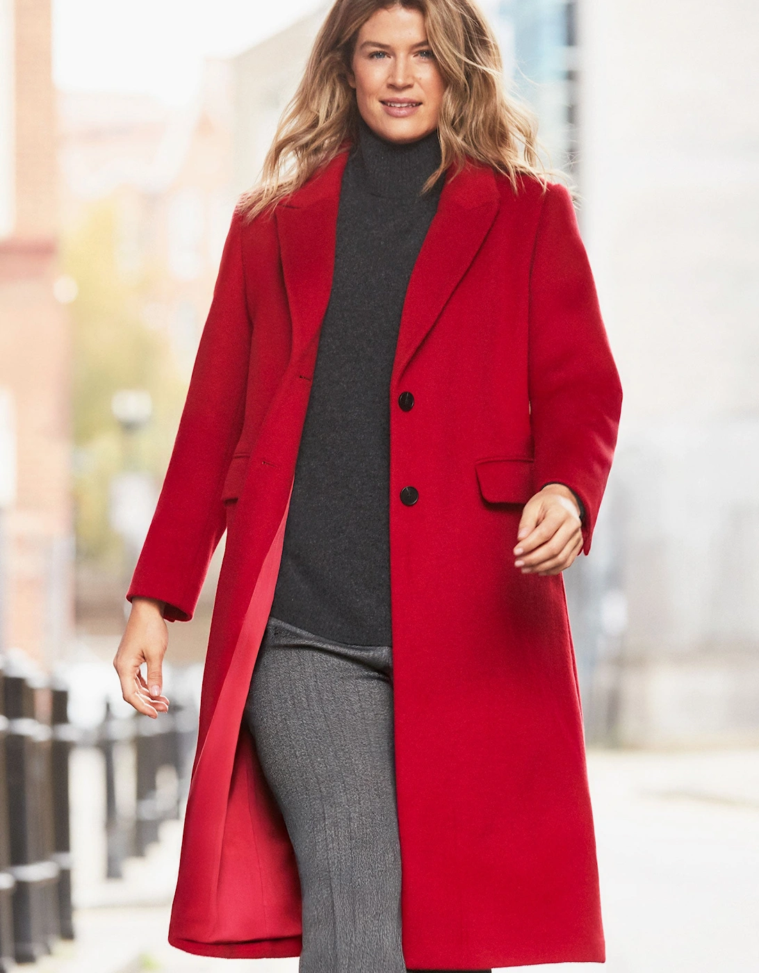 Red Wool Blend Tailored Coat