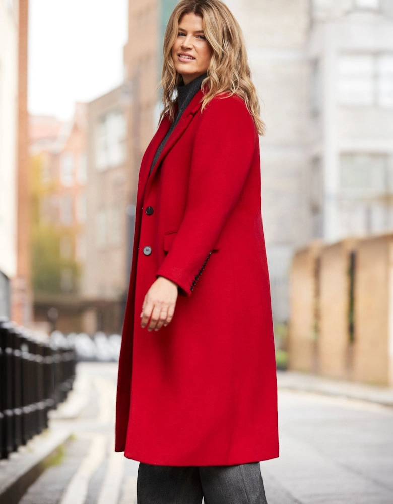 Red Wool Blend Tailored Coat