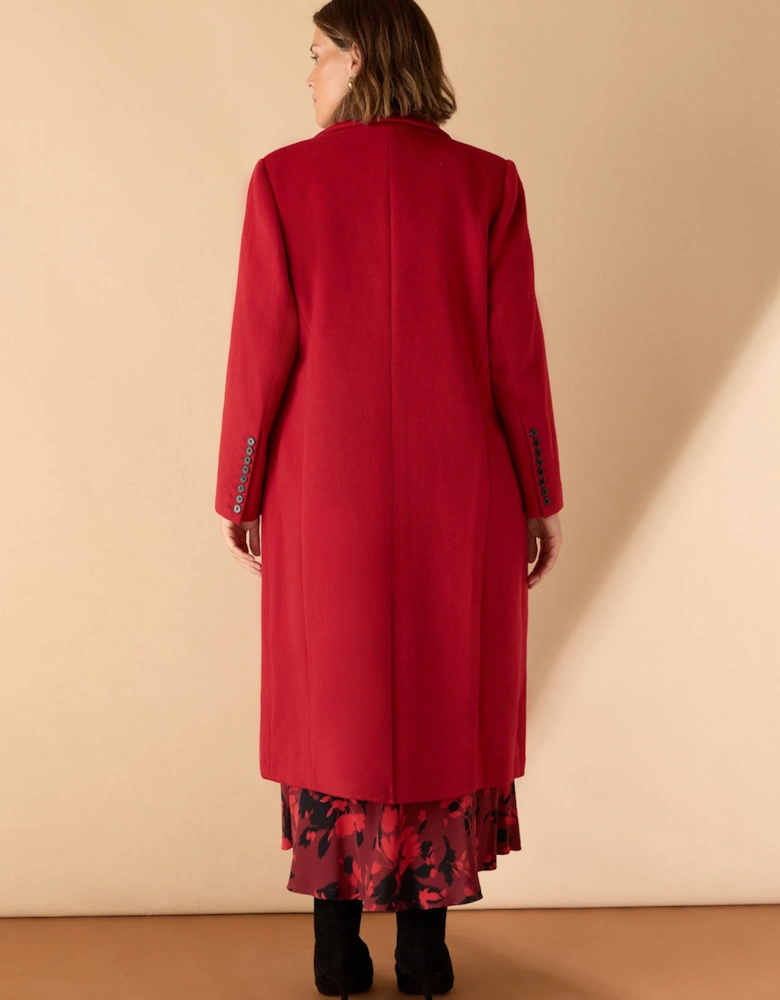 Red Wool Blend Tailored Coat