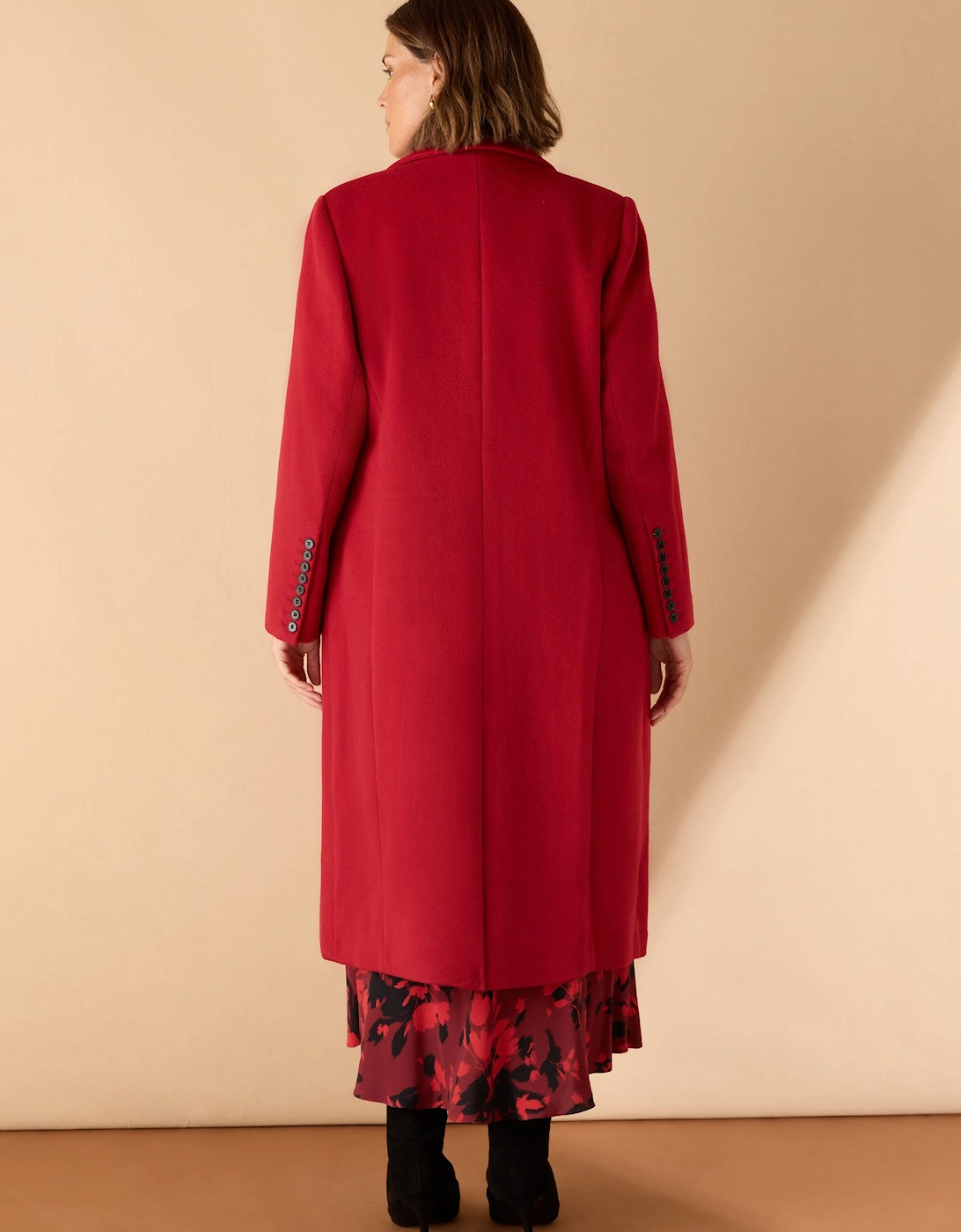 Red Wool Blend Tailored Coat
