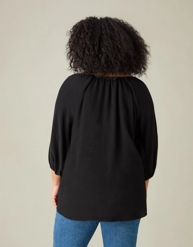 Black V-Neck Blouse