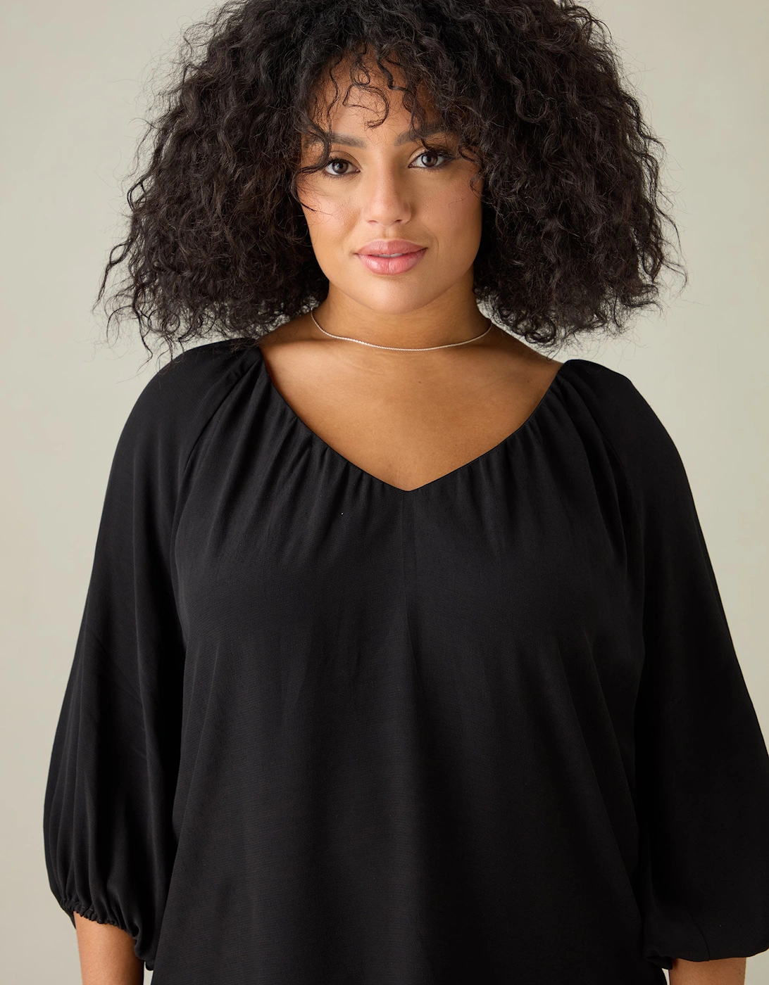 Black V-Neck Blouse