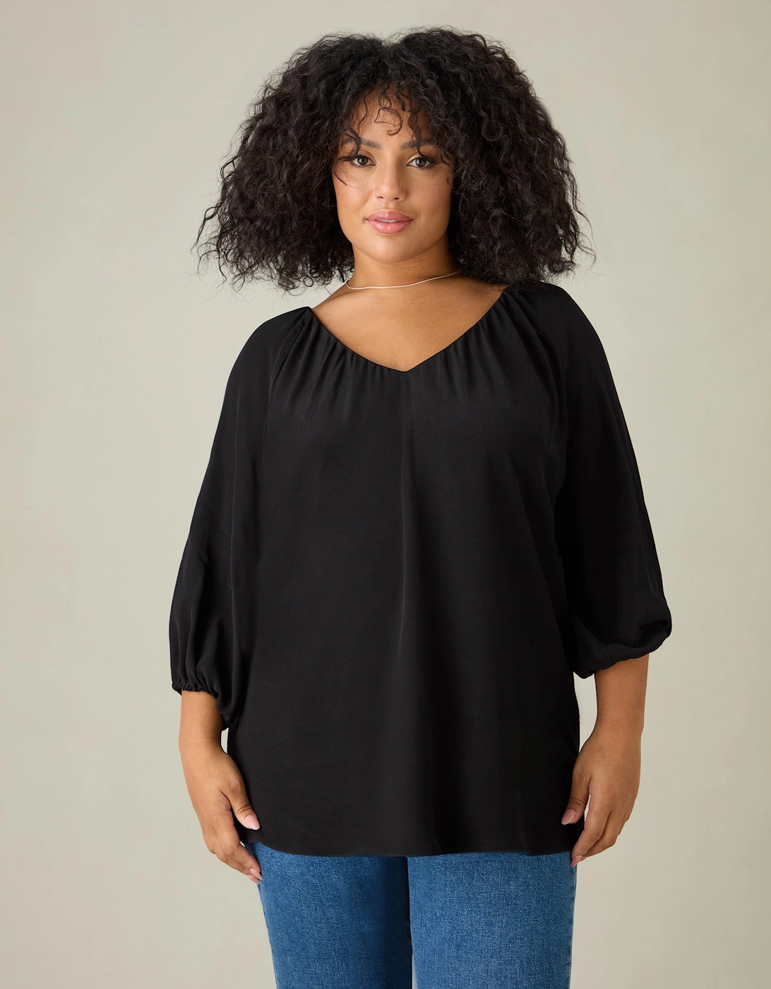 Black V-Neck Blouse
