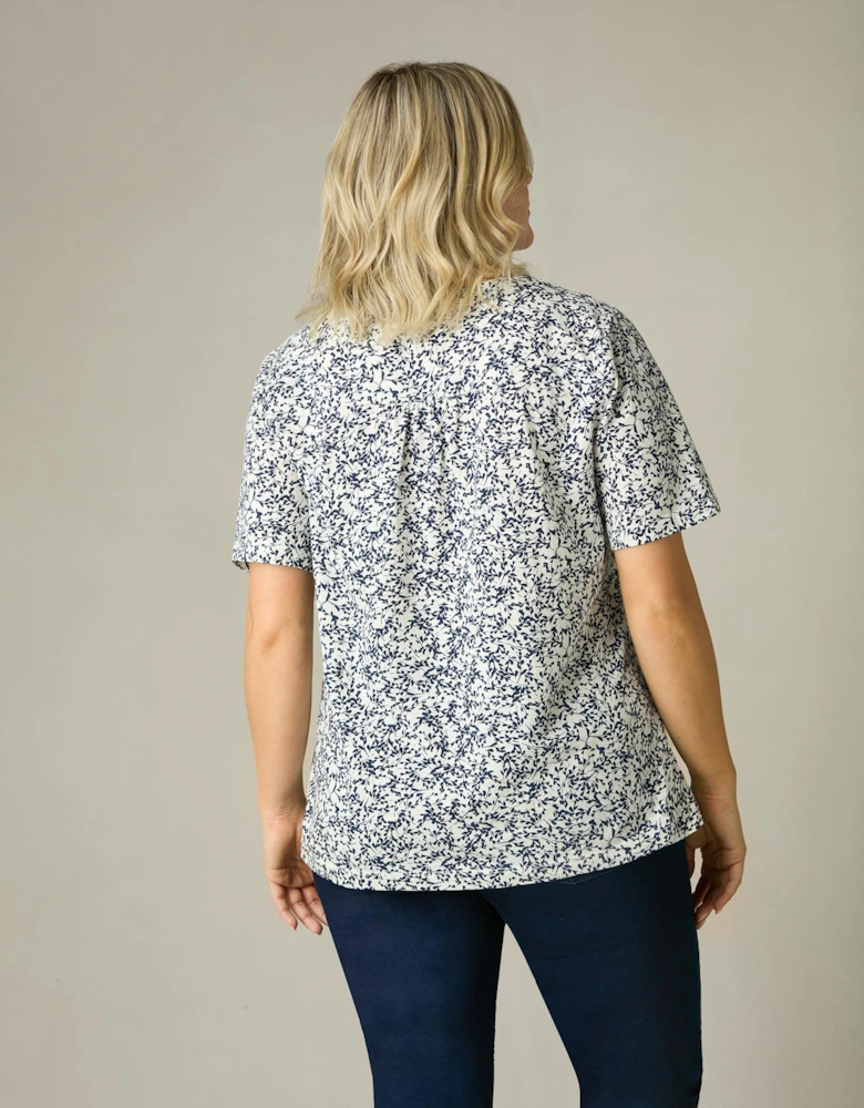 Navy Print Cotton Slub Bib Tunic