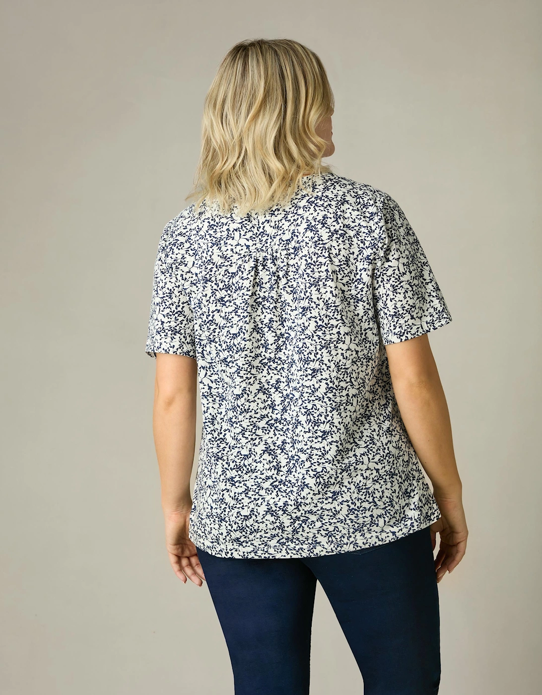 Navy Print Cotton Slub Bib Tunic