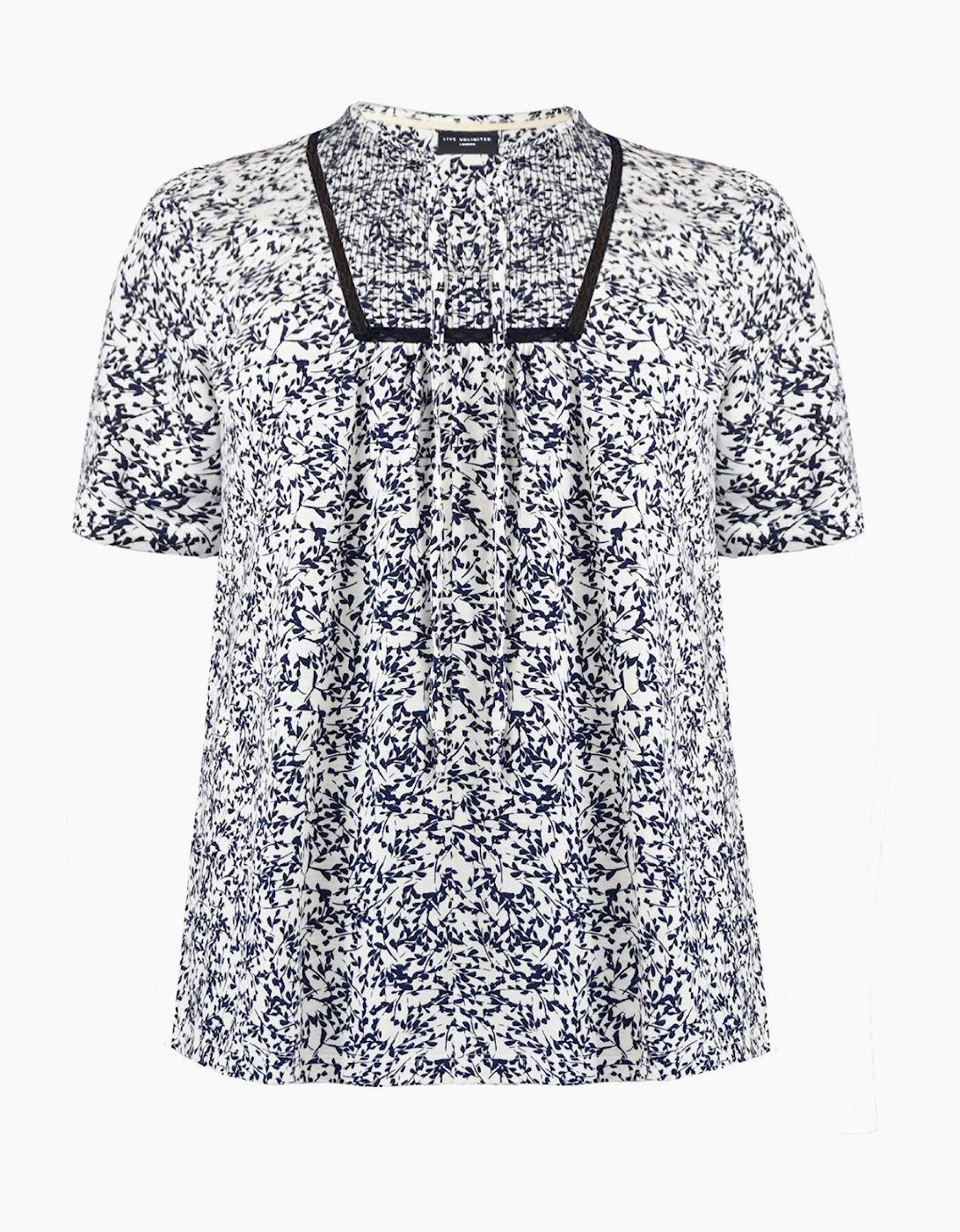 Navy Print Cotton Slub Bib Tunic