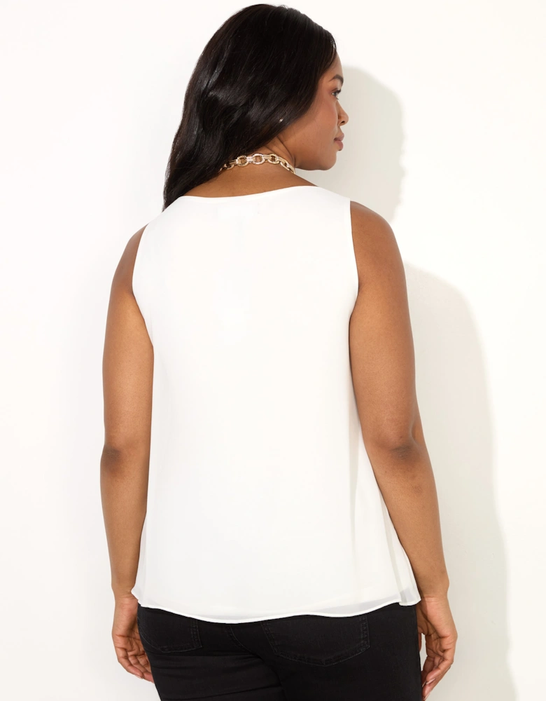 Ivory Chiffon V Neck Swing Vest