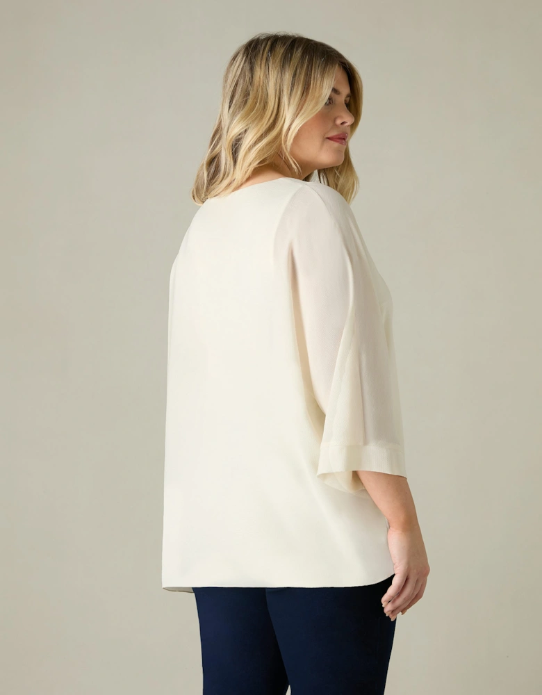Ivory Textured Overlay Top