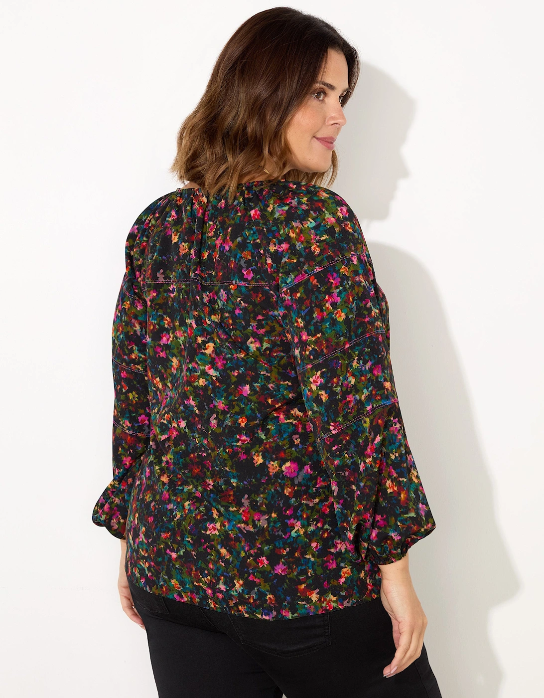 Multi Colour Ditsy Raglan Sleeve Blouse