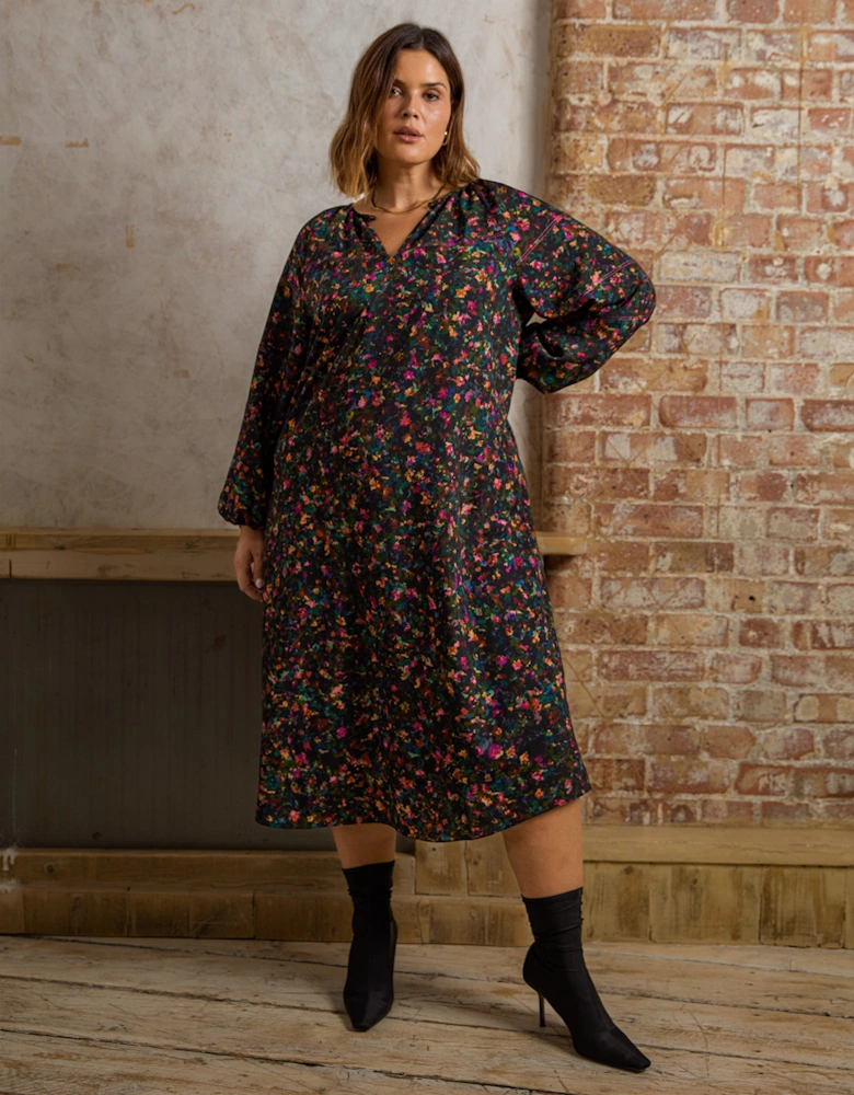 Multi Colour Ditsy Midi Dress