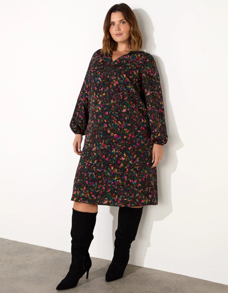 Multi Colour Ditsy Midi Dress
