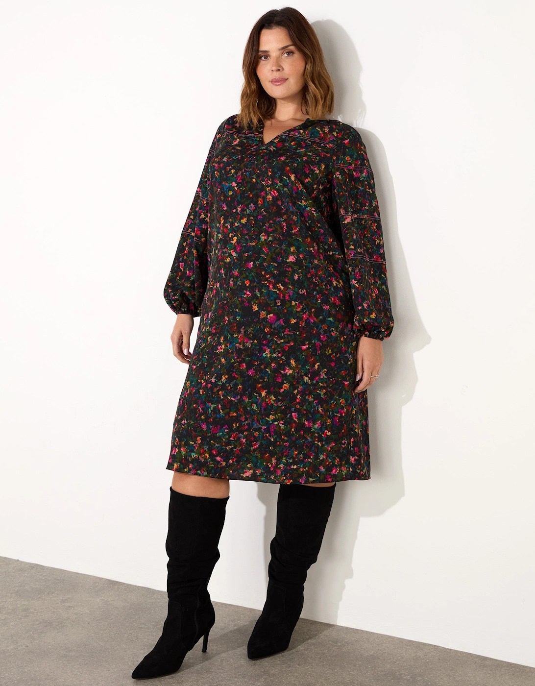 Live Unlimited London Live Unlimited London Women's Multi Colour Ditsy Midi Dress